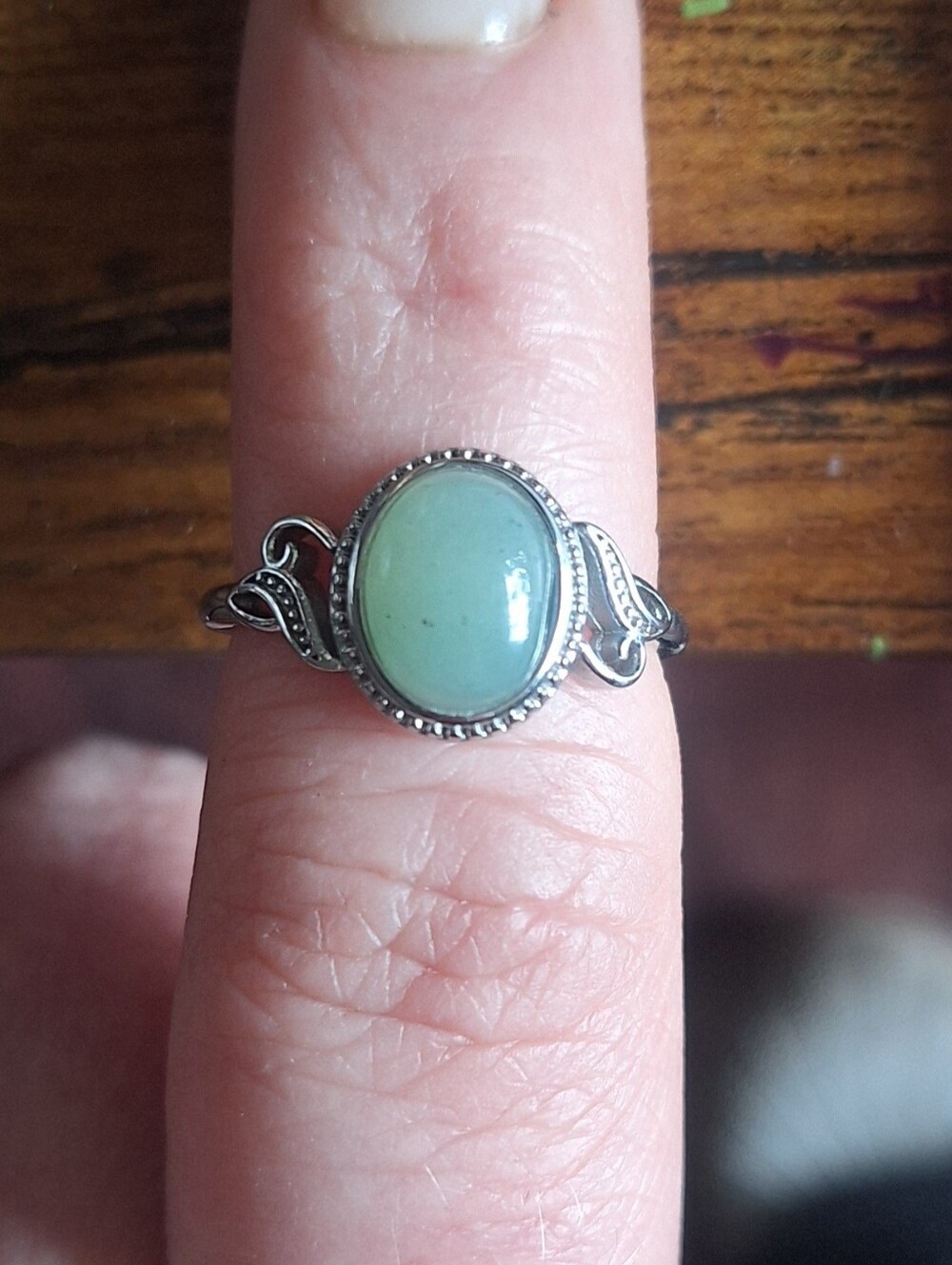 Sterling Silver Green Aventurine Oval Ring